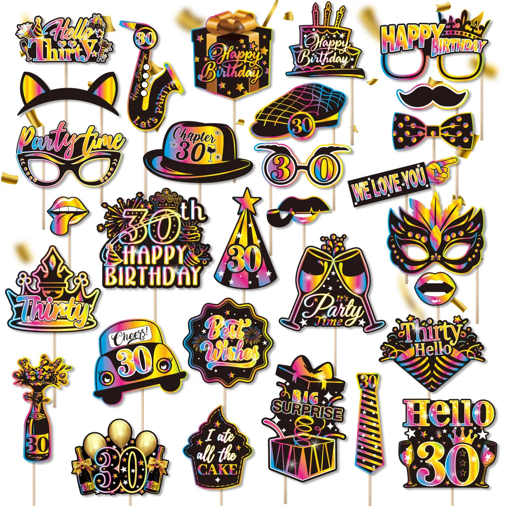 Birthday Party Decoration Photo Props 30 40 50 Birthday Party Glasses Decoration