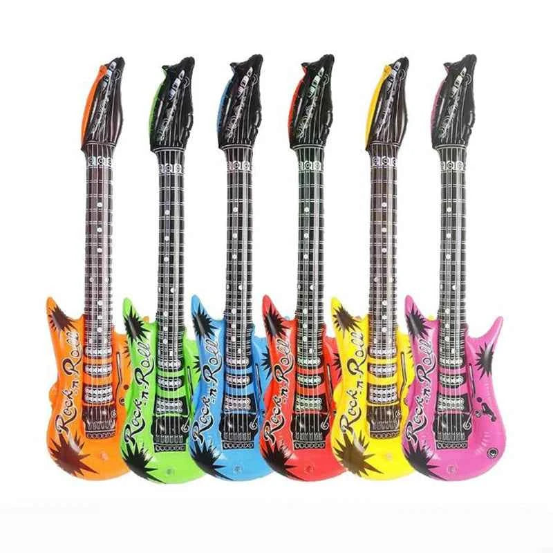 95cm Inflatable Guitar PVC Stage Props Children 's Simulation Inflatable Musical Instrument Explosion Inflatable Toys