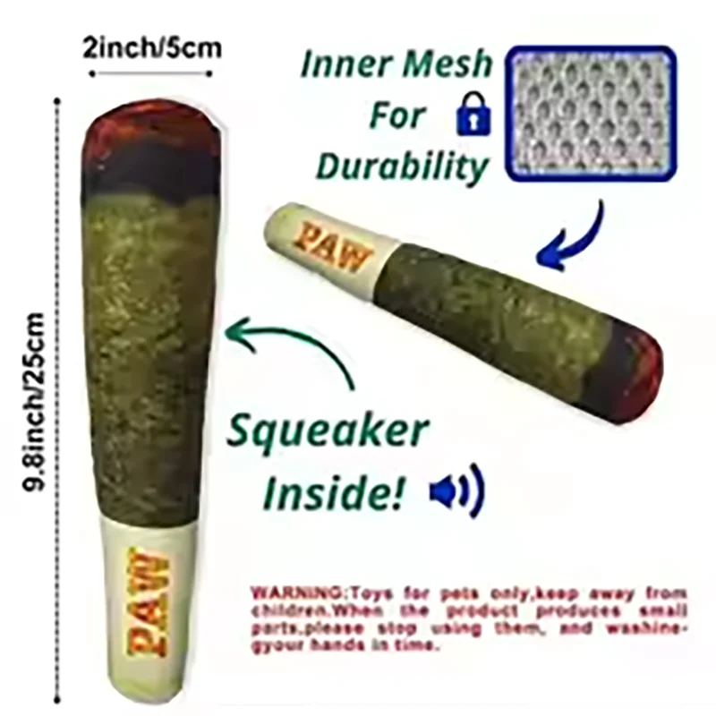 Funny Interactive Dog Toys Cigar Design Plush Squeaky Pet Toys Grinding Teeth Creative Chew Cool Stuffed Gifts for Dog Birthday - Big Tim's Magic Emporium