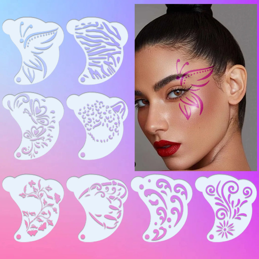 Face Paint Stencils Professional Body Art Paint Stencils Reusable For Adults Kids Easily Use Templates For Parties Makeup Tools