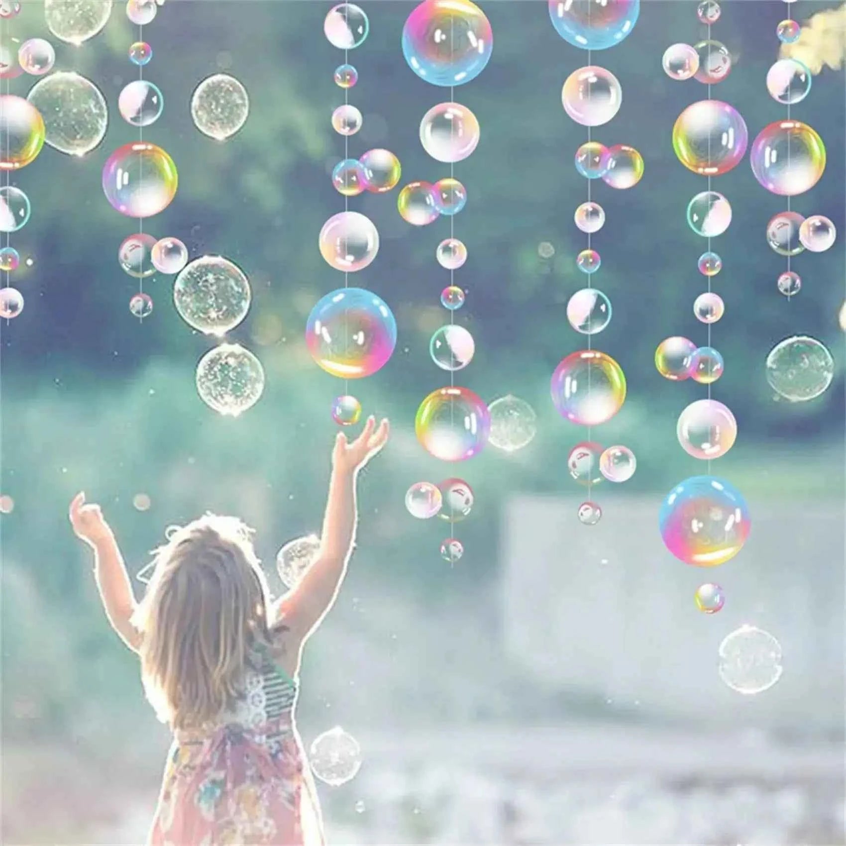 Practical Under The Sea Party Decorations Colorful Bubble Garlands Ocean Themed Circle Hanging Banner Mermaid Birthday Favor