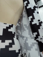Houndstooth Geometric Print Bodysuit, Over-Knee Boots & Statement Hat 3-Piece Stage Costume Set