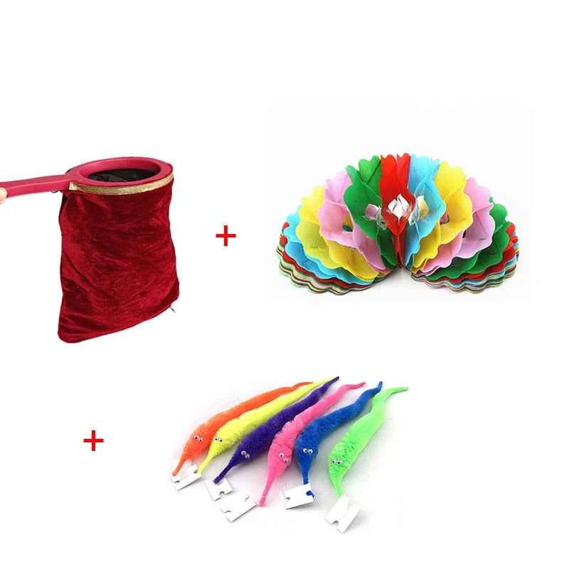Funny Beginners Magical Props Sets Twisty Magic Worm Change Bag Pull Flower Make Things Appear Disappear Trick Toys for Children - Big Tim's Magic Emporium