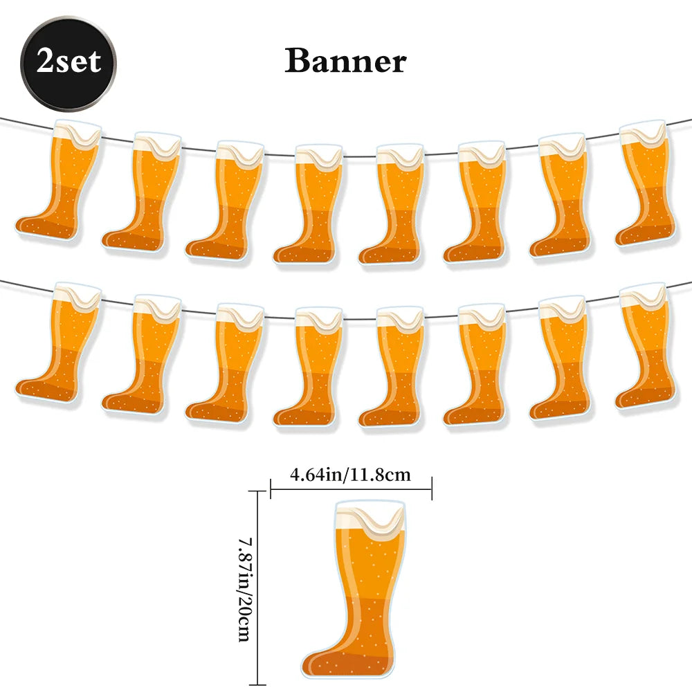 Beer Theme Happy Birthday Banner Adult Mens Party Decorations Cheers Paper Garland Oktoberfest Bunting Bar Pub Event Decor Setup