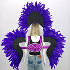 Carnival Elegant Ladies Feather Headdress Wings Two-Piece Role Play Catwalk Halloween Masquerade Carnival Party Suit