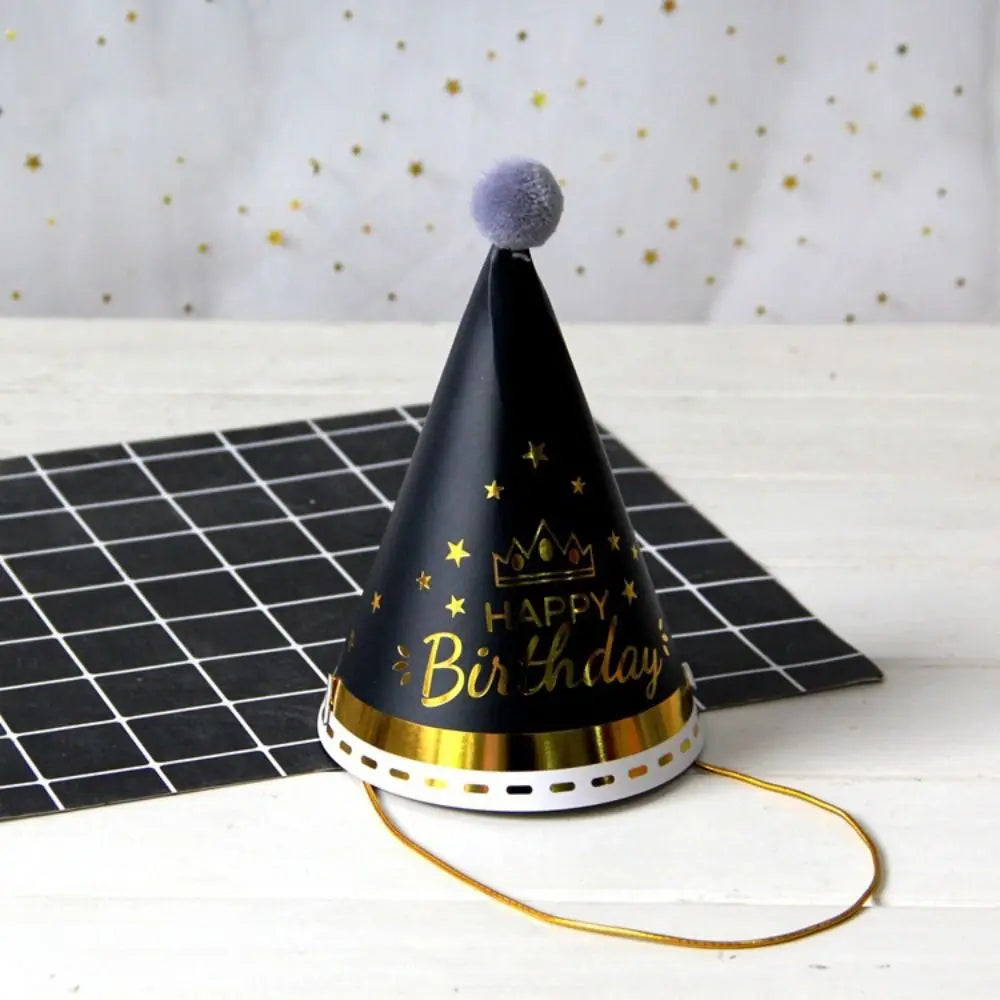 Happy Birthday Party Hats DIY Handmade Cap Crown Baby Shower Decoration Boy Girl Birthday Party Photo Props
