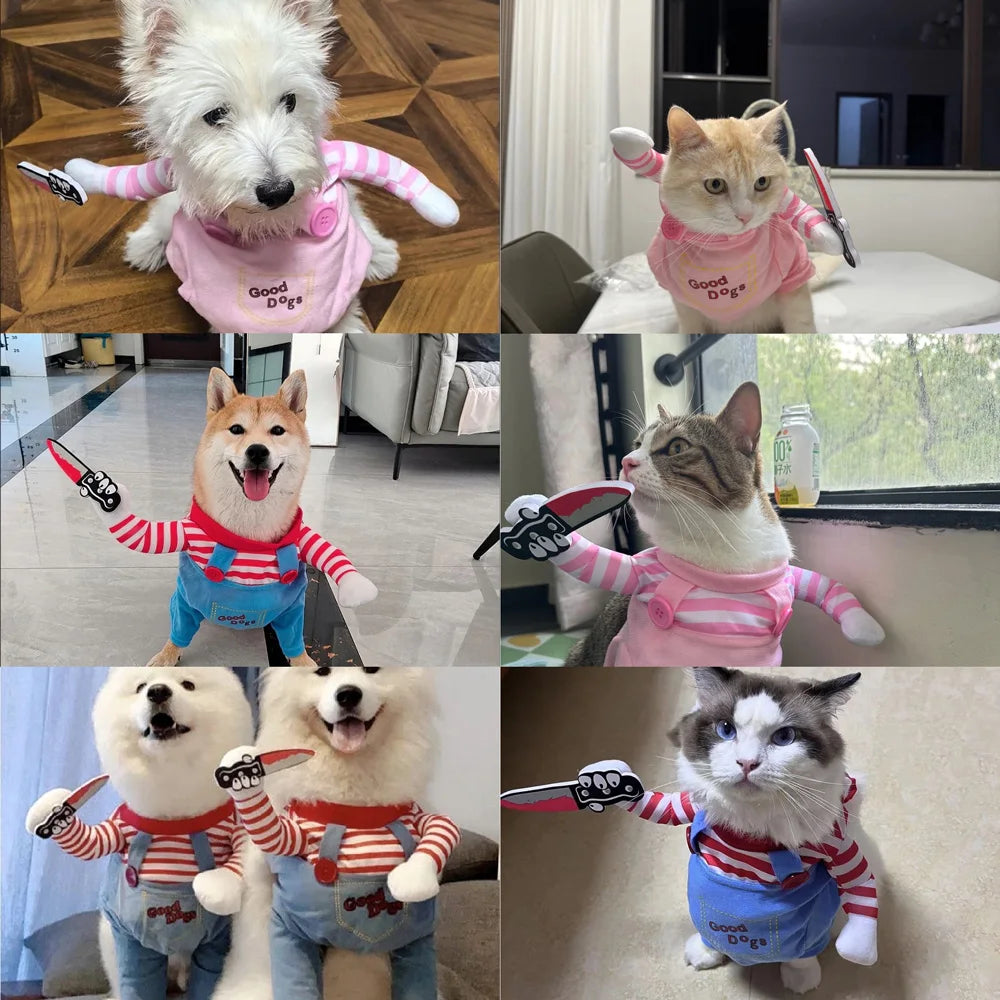 Pet Dog Cosplay Costume For Small Medium Dogs Cats Funny Party Dress Up Puppy Clothing Halloween Kitten Outfits Bulldog Jacket