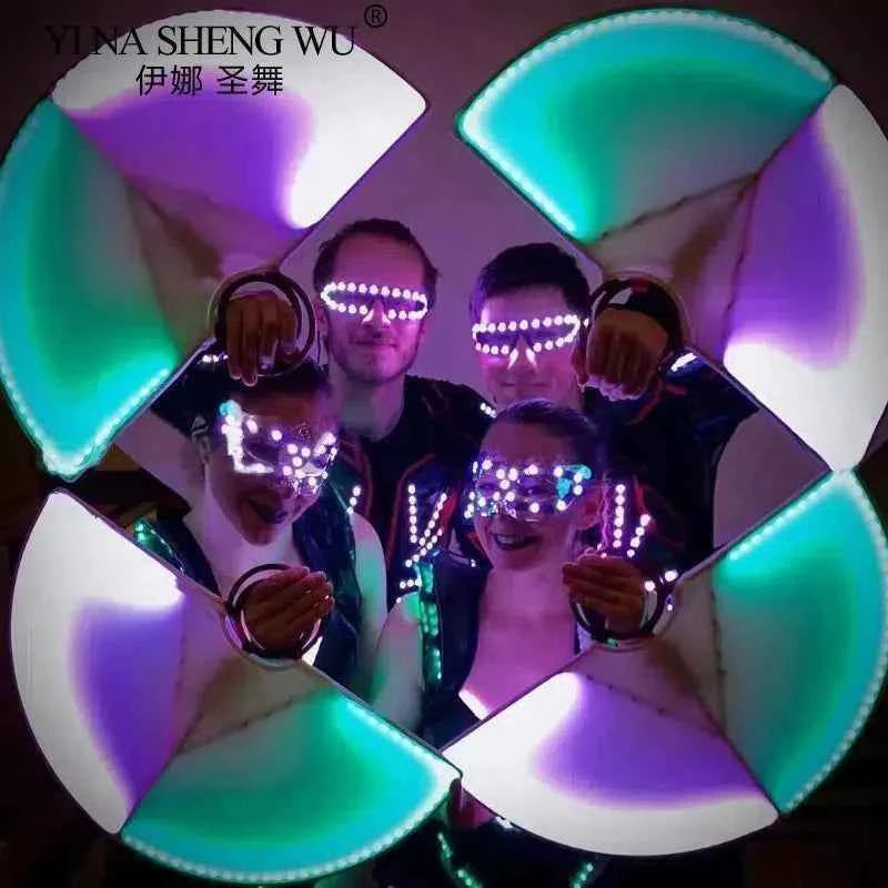 LED Luminous Fans Stage Show Props Jazz Dance Creative Multi-color LED Luminous Semicircle Fan Bar Nightclub Atmosphere Props