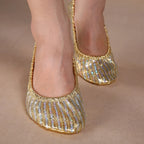 Gold Sequin Belly Dance & Gymnastics Flat Training Shoes
