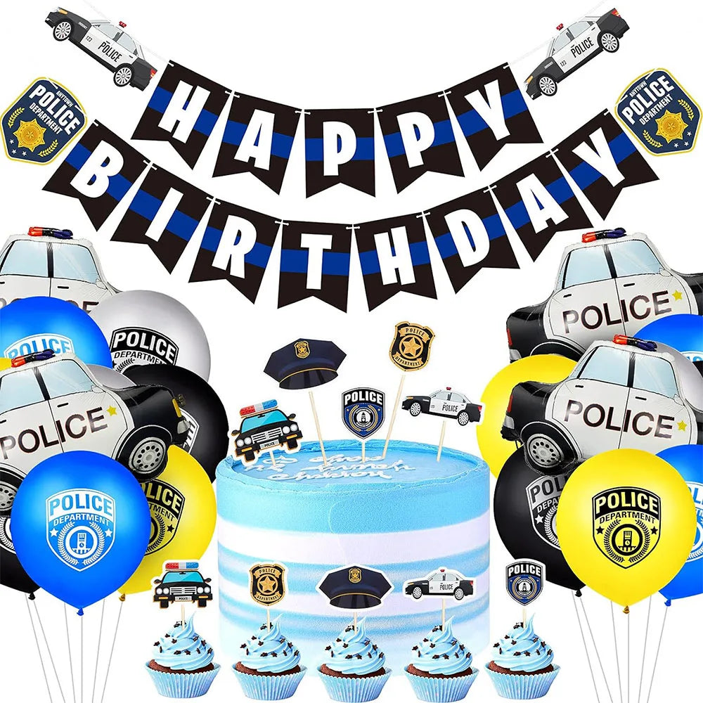 Police Party Foil Balloons Children Gifts Boys Birthday Balloons Police Party Supplies Birthday Party Police Themed Party Decors - Big Tim's Magic Emporium