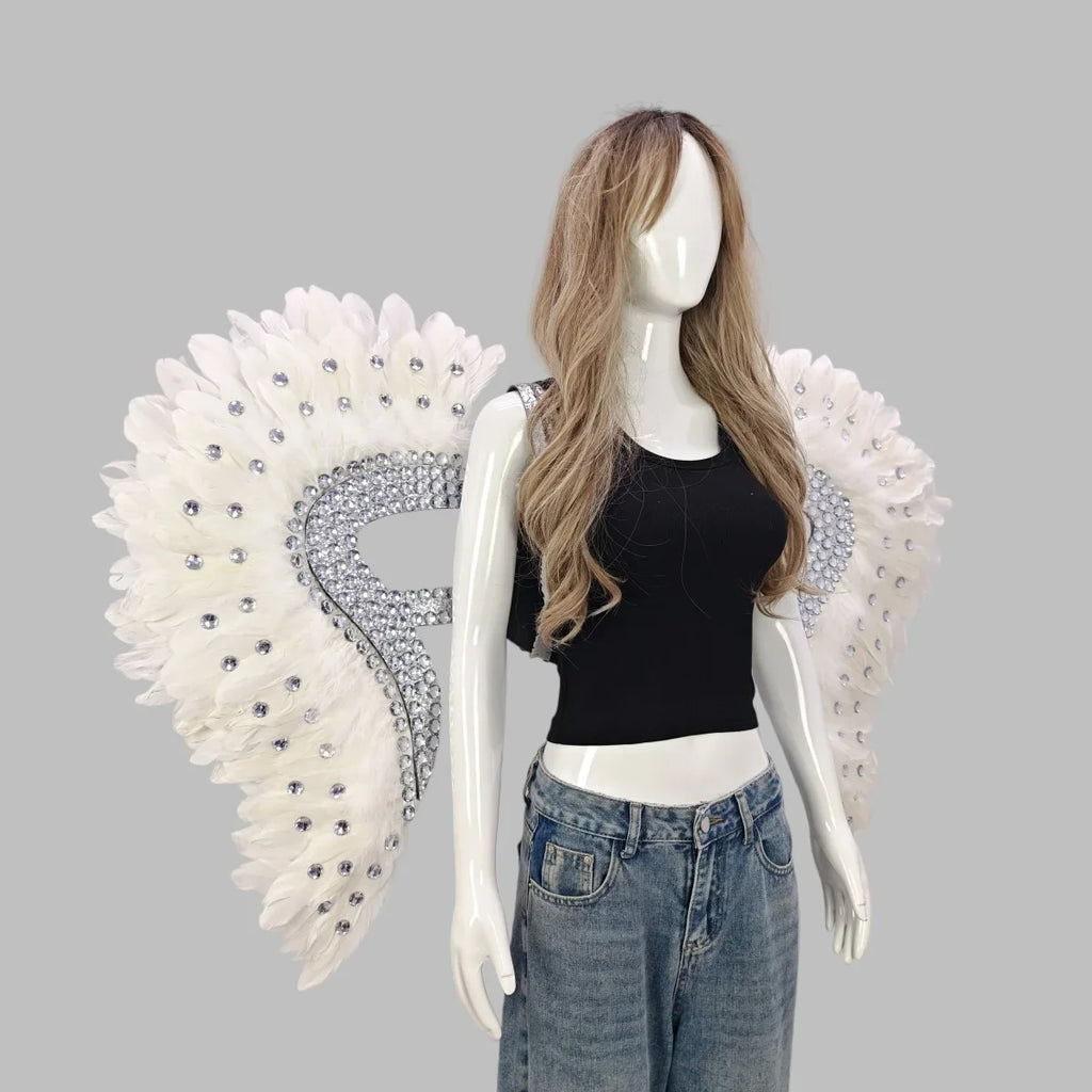 Artisanal Feather Angel Wings Statement Backpiece Runway & Carnival Costume Prop