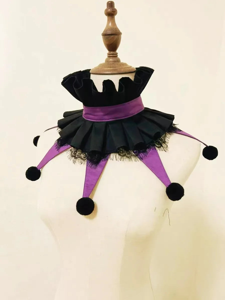 Handmade Halloween Colorful Clowns Chocker Cute Wear Fairy Tale Style Clown Collar Cos Stage Clown Ruff Collars - Big Tim's Magic Emporium