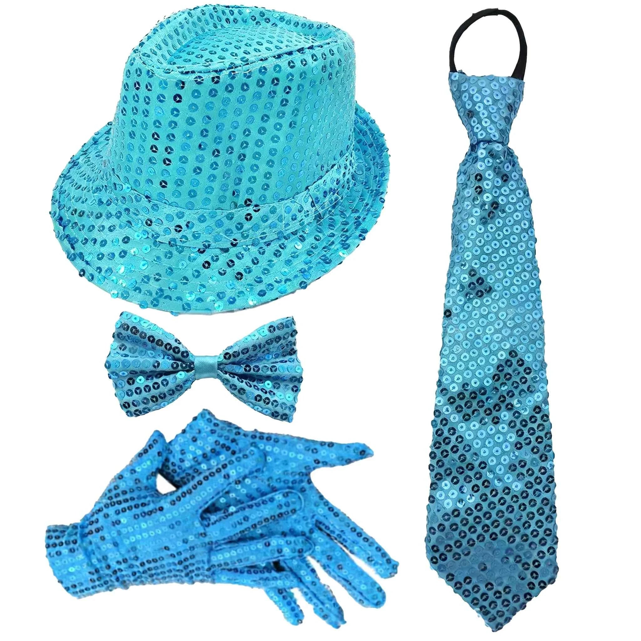 70S Disco Performance Props Sequined Hats Ties Gloves Suspenders Stage Performance Halloween and Christmas Clothing Accessories