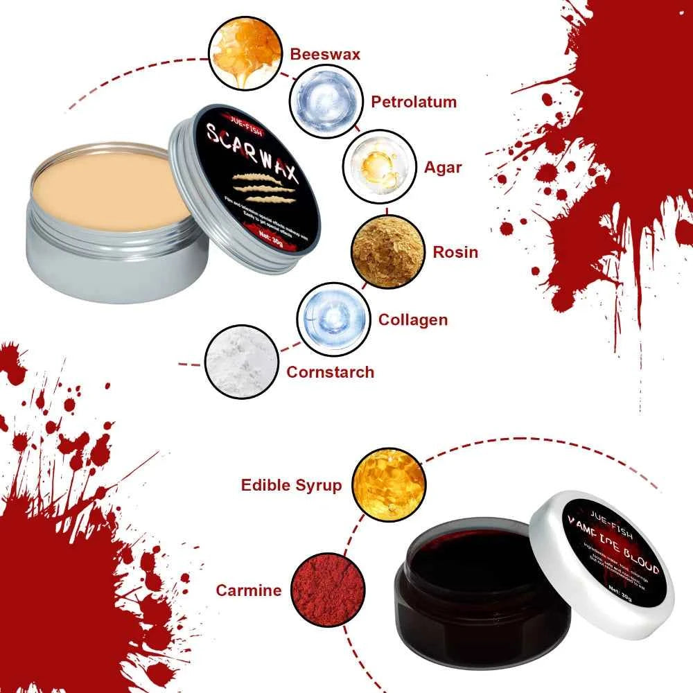 2PCS Halloween Face Painting Kit Highly Pigmented Face Body brus Paint Black and White for DIY Cosplay Theme Parties Body Makeup