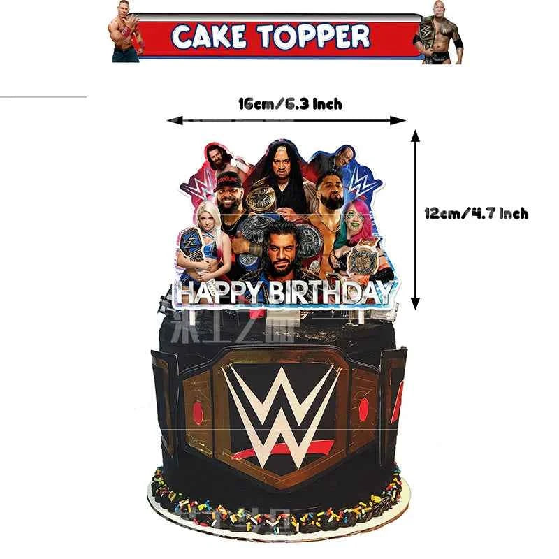 Sport-&Wrestling&Triathlon Boys Birthday Party Supplies Decor Boxing Match Balloon Cake Topper Banner Backdrop Baby Shower Props