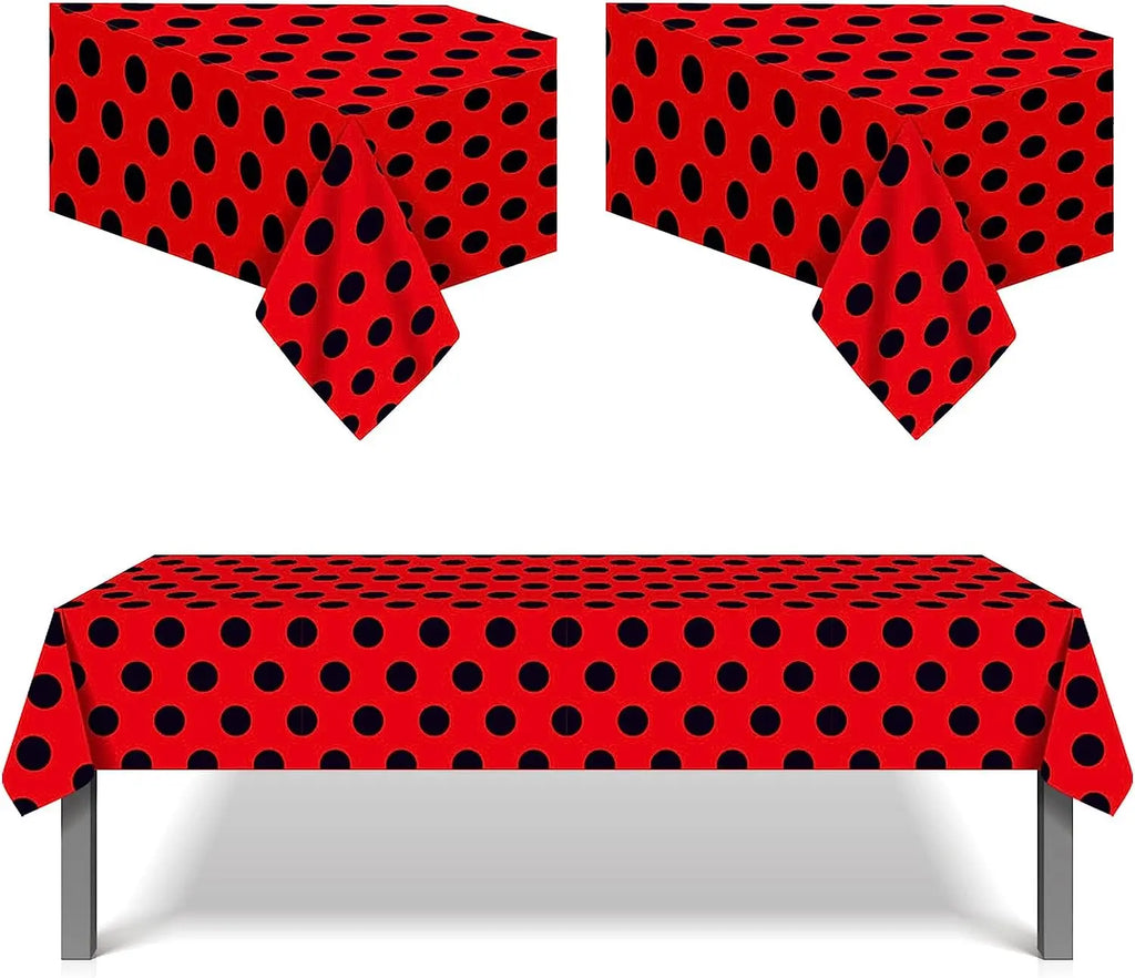 Ladybug Tablecover Party Pack Red Black Polka Dots Tablecloth 54 x 87 Inch Ladybug Party Western Themed Party Birthday Party - Big Tim's Magic Emporium
