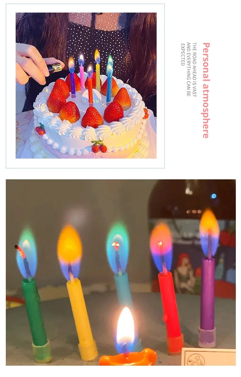 Multicoloured Colourful Flame Candles, 5/12 Pack, Suitable for Birthday Cakes, Birthday Party and Wedding Decorations