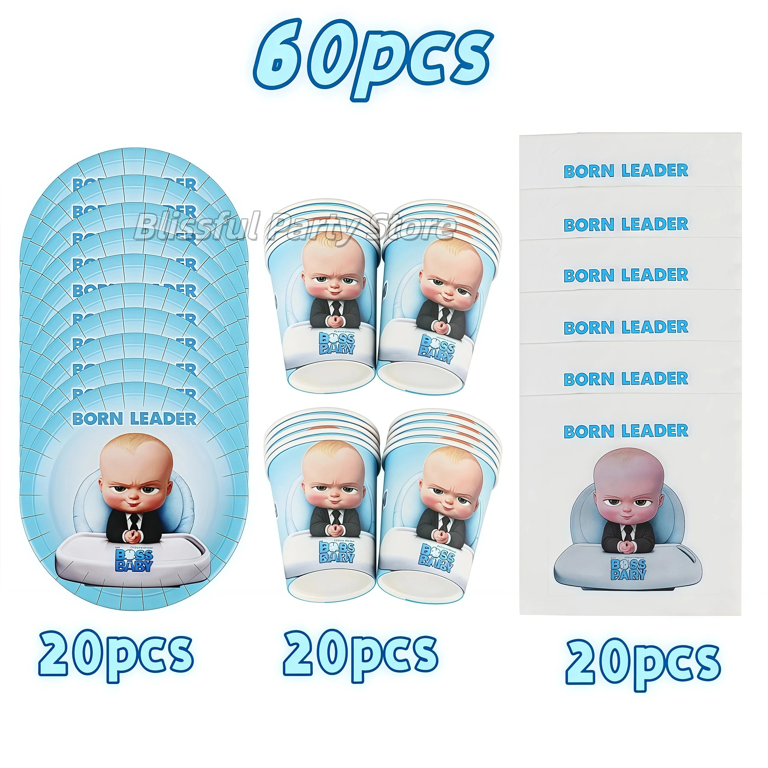 Cartoon Bossed Baby Newborn 1st Birthday Party Decorations Cute Balloons Plates Banner Tableware Set for Kids Party Favors Gifts