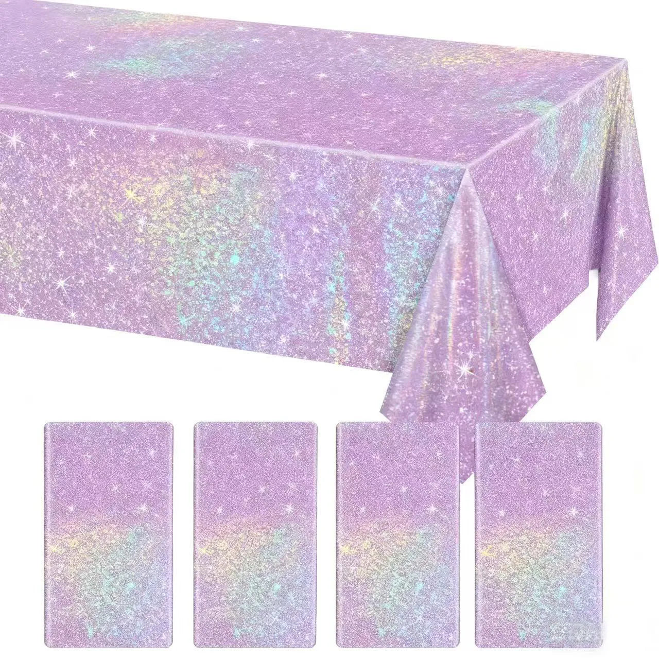 Birthday party Pink laser Disposable tablecloth aluminum rainbow decoration tablecloth for bachelorette party wedding supplies