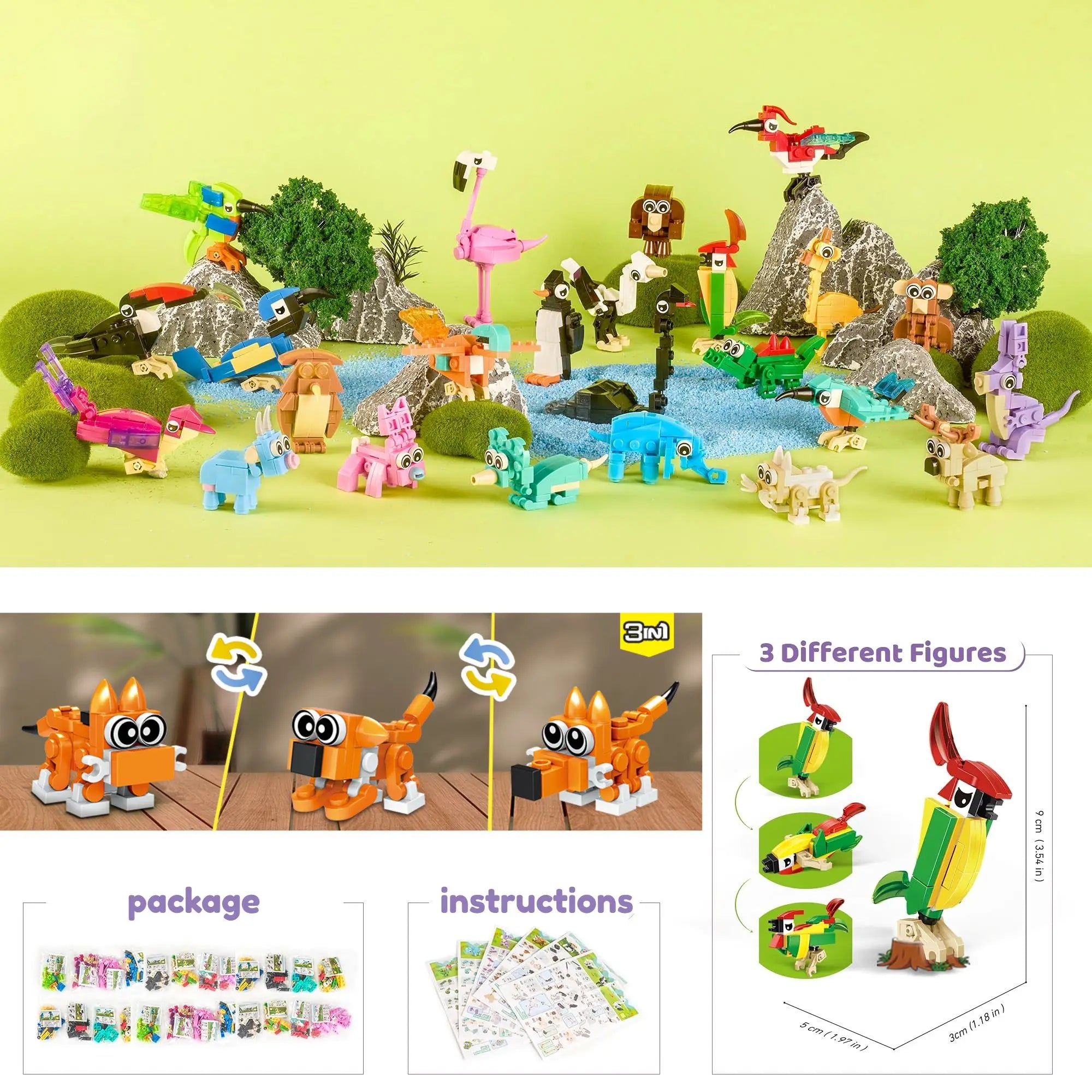 Party Favors for Kids Animals Building Block Toy for Goodie Bag Stuffers Classroom Student Prizes Birthday Gifts for Boys Girls