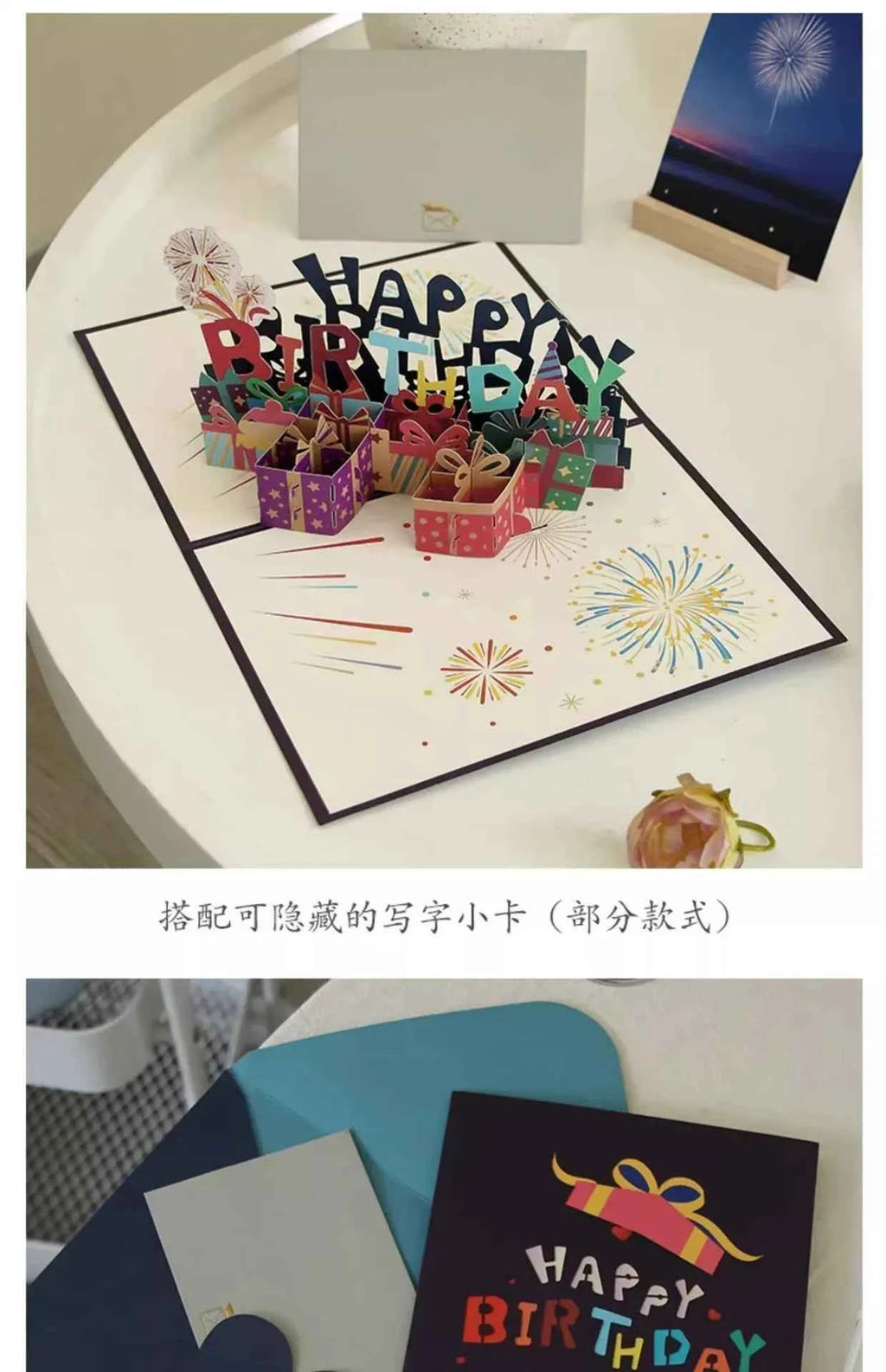 Happy Birthday Greeting Cards 3D Pop Up Card Birthday Cake Greeting Cards with Envelope Birthday Gifts to Family Friends Lovers
