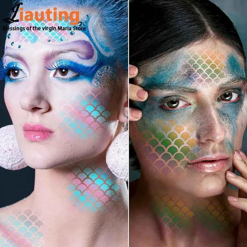 Hot Sale Fish Scale Stencil Face Painting Stencils Stencils For Painting Makeup Stencil Reusable Face Paint Stencils