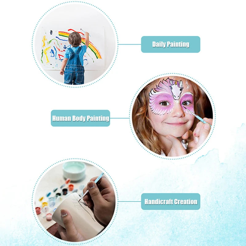 Body Pinting Face Body Art Paint Multifunctional Professional Paint Brushes Set Wooden Handle Nylon Brush Oil Painting Brushes