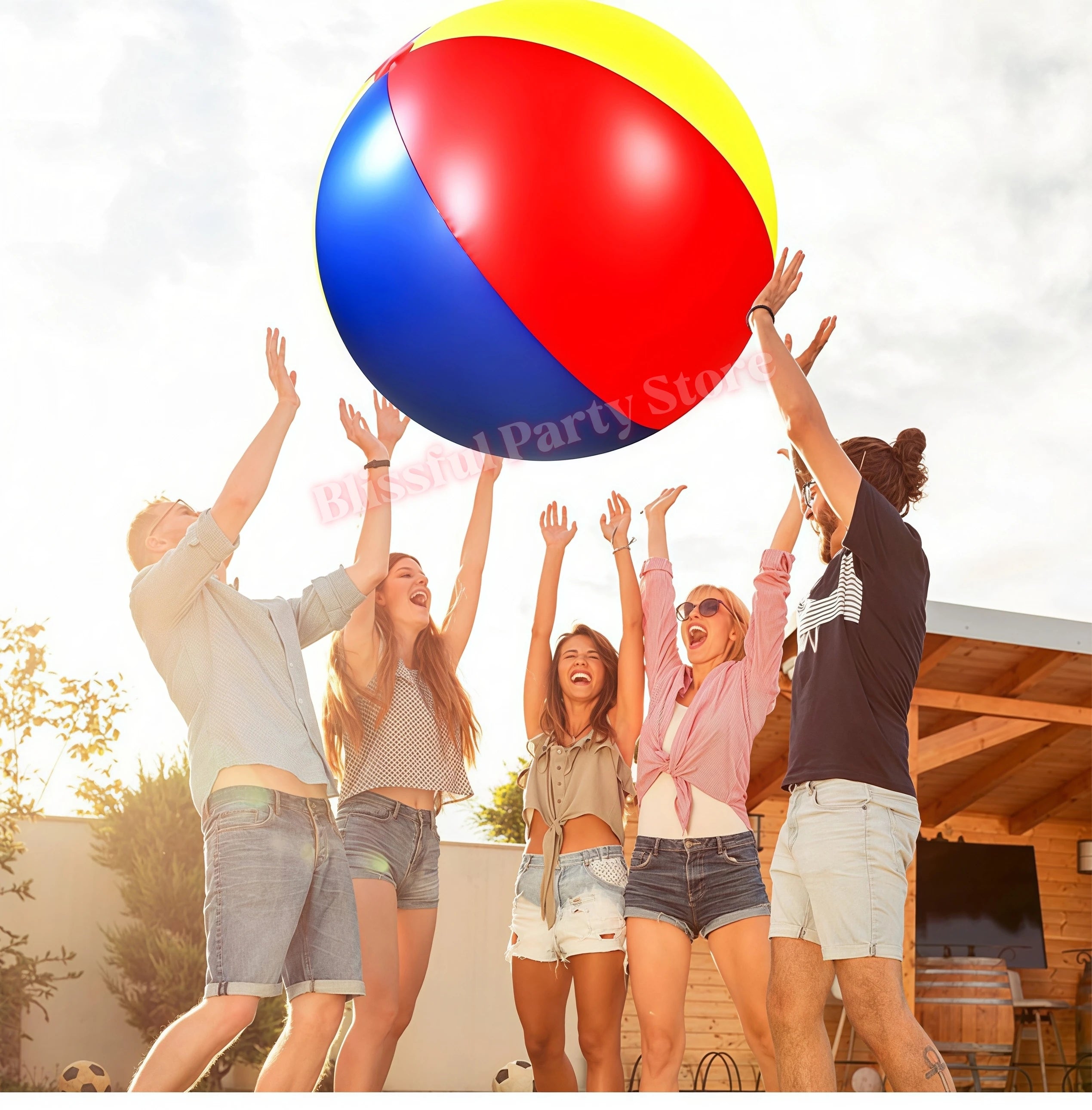 Inflated Large Pvc Soccer Ball Football Beach Balloons Water Party Swimming Pool Kindergarten Outdoor Games Supplies Party Props