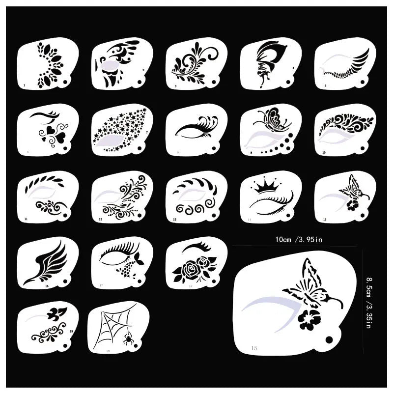 Face Paint Stencils Professional Body Art Paint Stencils Reusable For Adults Kids Easily Use Templates For Parties Makeup Tools