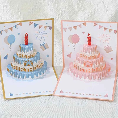 1pc Birthday Greeting Card with a 3D Cake Design, Featuring a Colorful And Cute Pop-Up Style,for Gifts And Includes an Envelope.