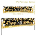 Black Gold Happy Birthday Banner Balloon Flag Adult 30th 40th 50th 60th Birthday Party Decoration Supplies Bunting Anniversary