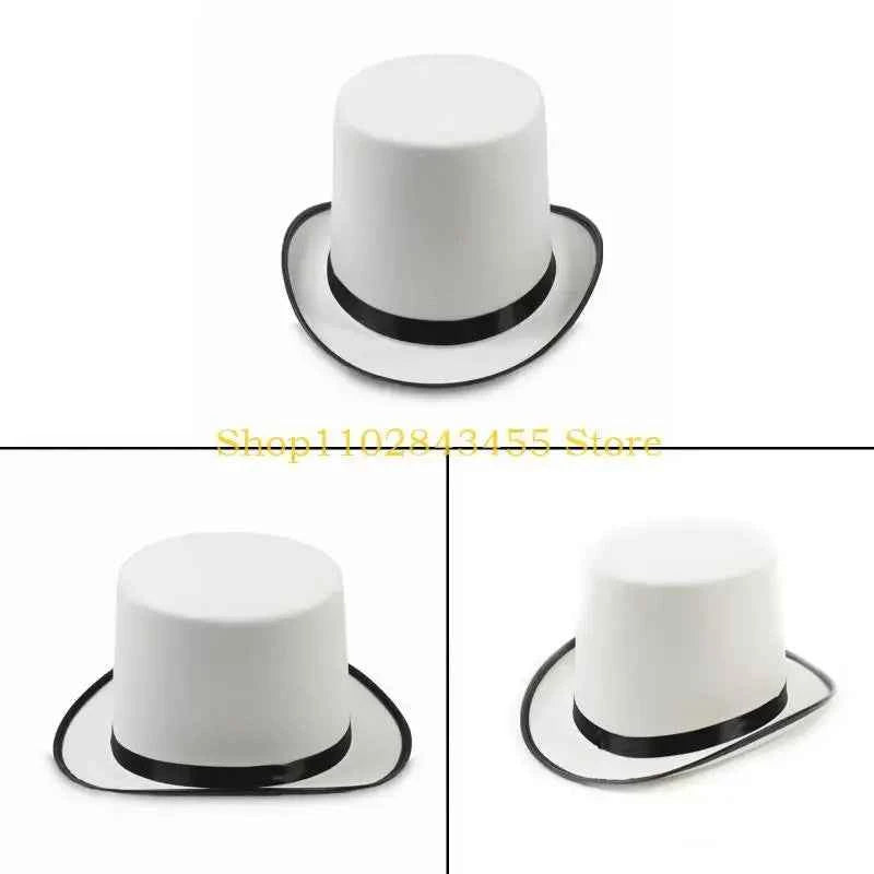 49MC Magician Top Hat White Top Hat Magician Performed Hat Stage Performances Bowler Top Hat Fancy Dress Costume
