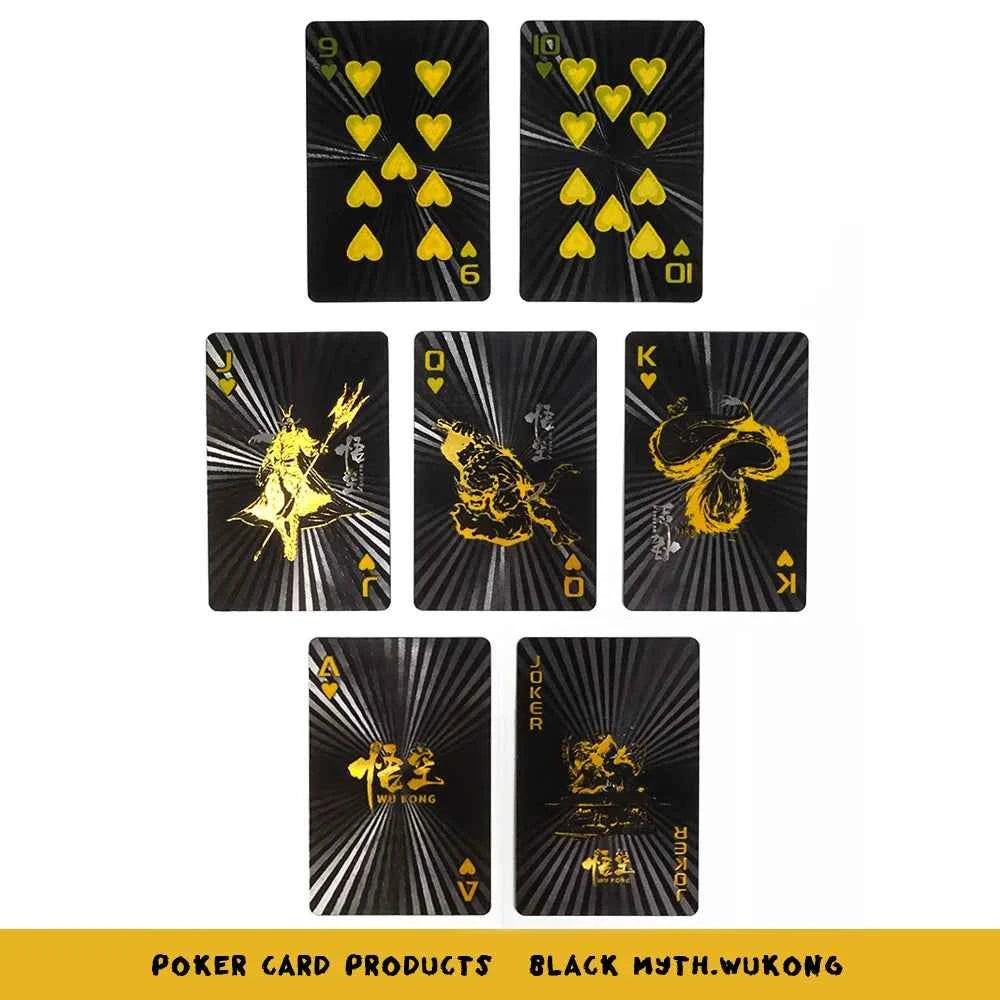WUKONG Plastic Deck of Cards Easy Shuffling Black Playing Cards Board Game Waterproof Poker Cards for Entertainment