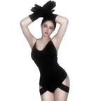 Asymmetrical Cutout Jazz Bodysuit Gogo Dancer Rave Stage Performance Leotard