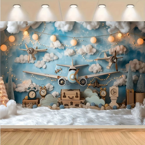 1PC, airplane travel party background, 1st birthday party flying dream background, travel birthday party background - Big Tim's Magic Emporium