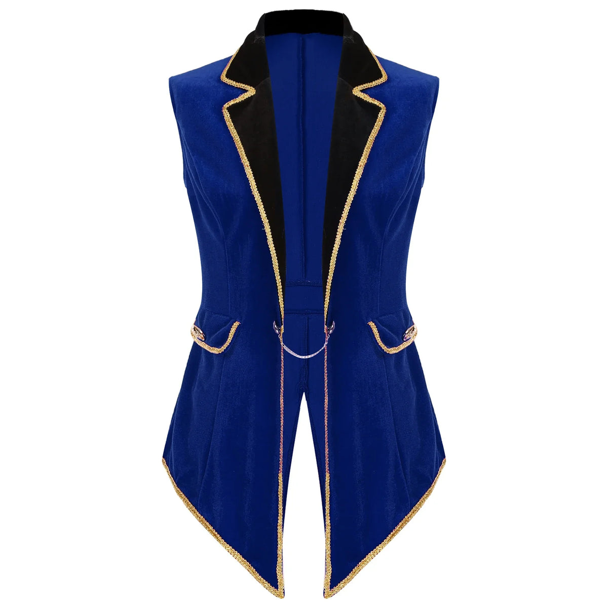 Velvet Circus Ringmaster Tailcoat Vest Marching Band Halloween Showman Outerwear