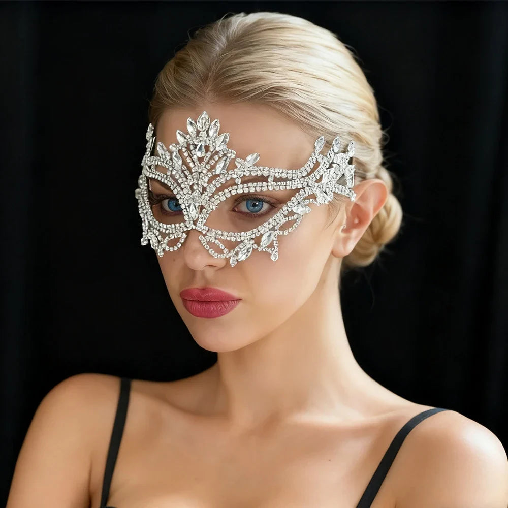 Rhinestone Mask Veil Performance Face Accessories