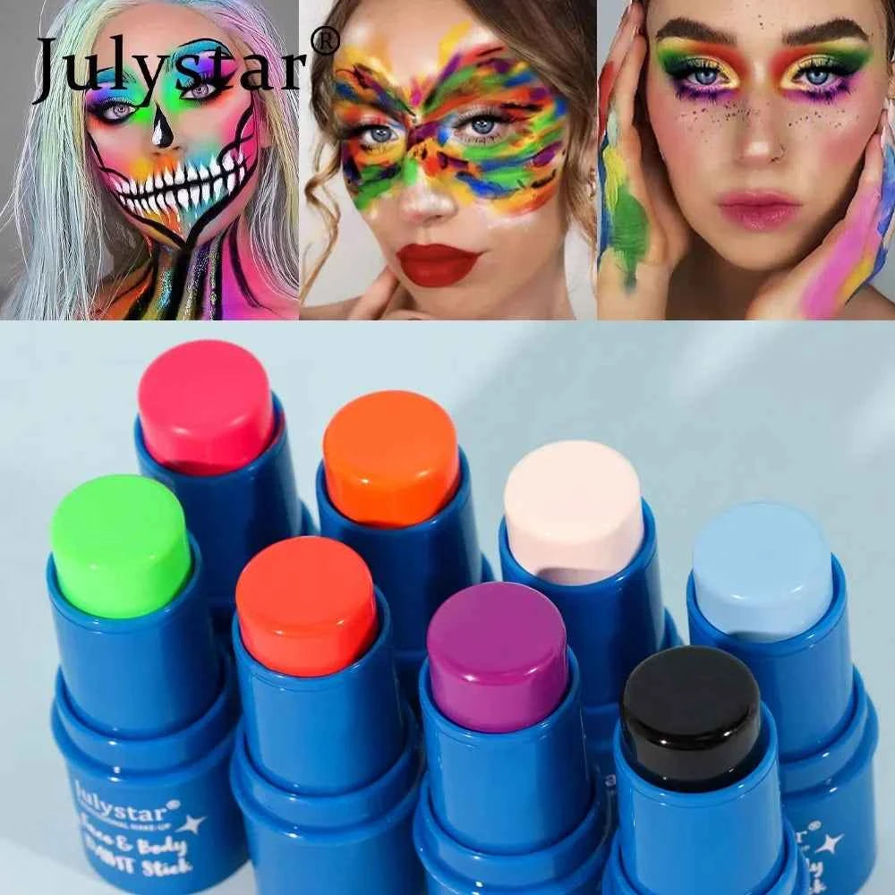 Halloween Face Body Painting Stick Cream Waterproof UV Light Neon Green Purple Pink Black White Paint Party Art Makeup