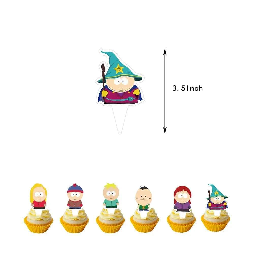 South North Parks Cartoon Theme Birthday Party Decoration Balloon Banner Cake Topper comedy Party Supplies For Baby Shower