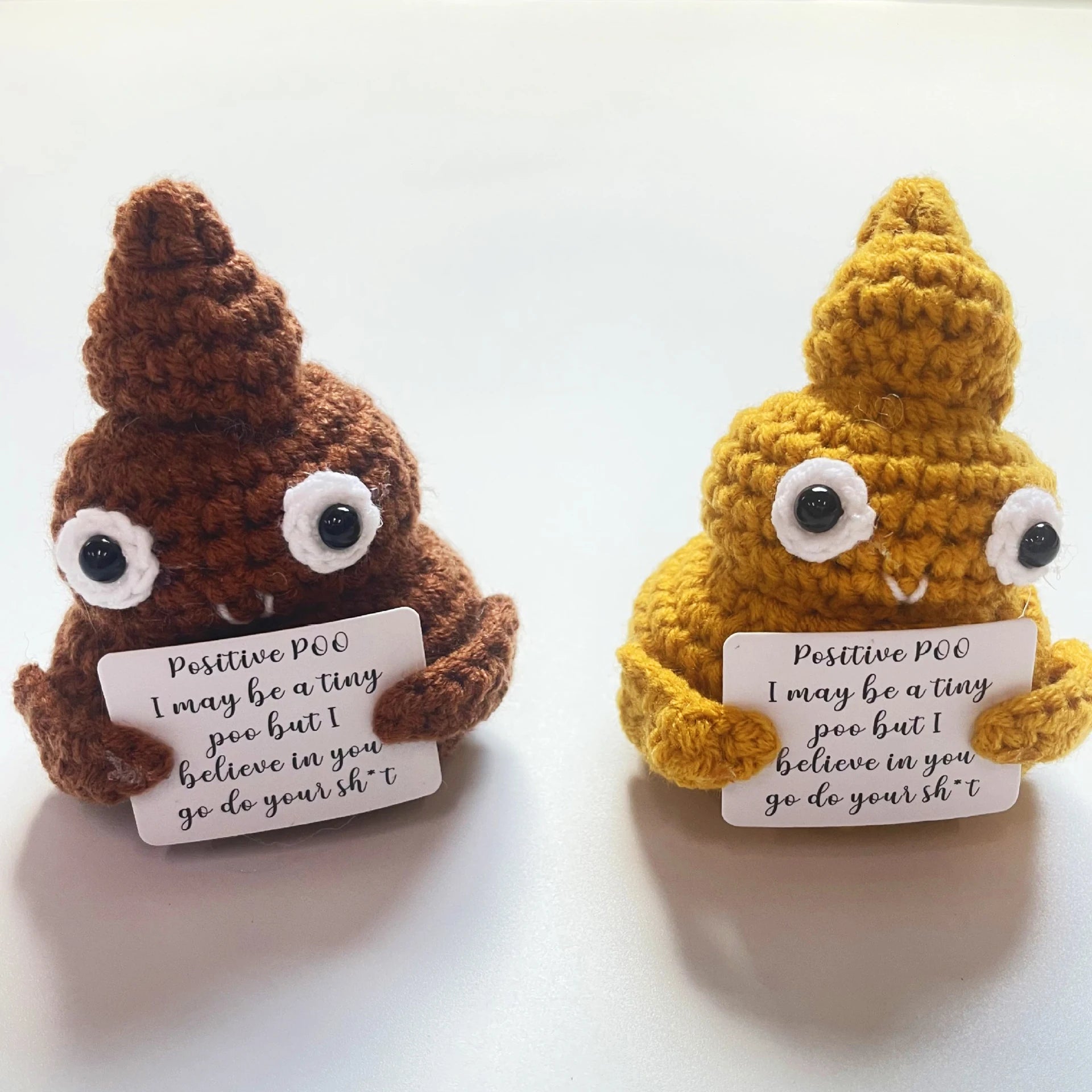 Portable Party Doll with Positive Card Holiday Funny Kids Adults Decoration Pocket Hug Poo Knitting Wool Gift Birthday Office - Big Tim's Magic Emporium