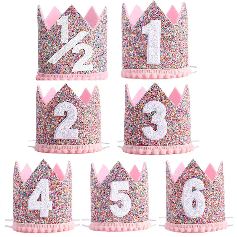 Birthday Party Hats Half Year Old Birthday Cap Baby Shower Princess Crown 1st 2nd 3rd 4th Year Old Number Kids Birthday Headband - Big Tim's Magic Emporium