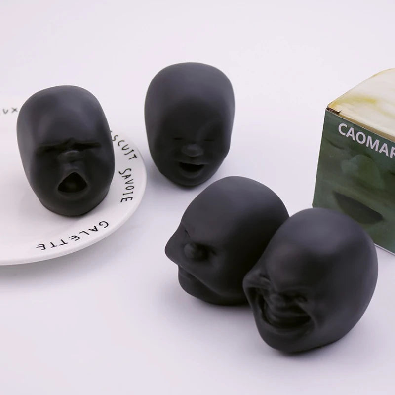 Fun Face Emotion Squeeze Ball Relax Toy for Children Adults Autism Sensory Anti-Stress Anxiety Relief Black Soft Squishy