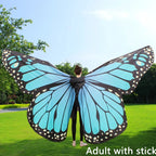 Vibrant Butterfly Belly Dance Wings with Telescopic Sticks Set