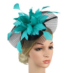 Women's Feather Flower Fascinator Hat with Bridal Net Veil