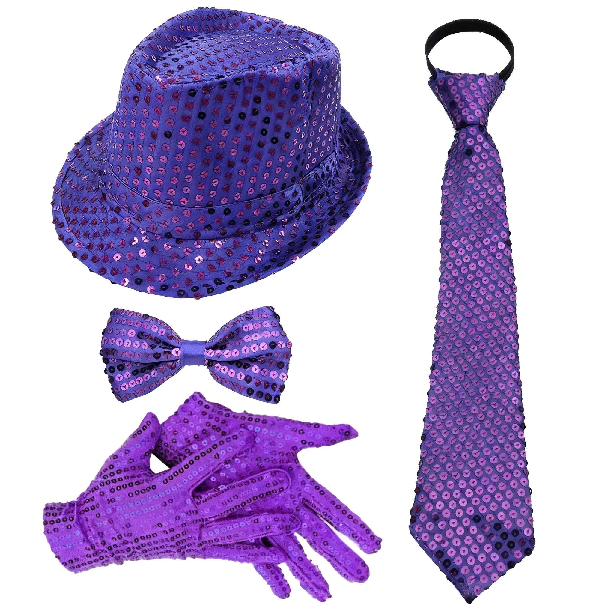 70S Disco Performance Props Sequined Hats Ties Gloves Suspenders Stage Performance Halloween and Christmas Clothing Accessories