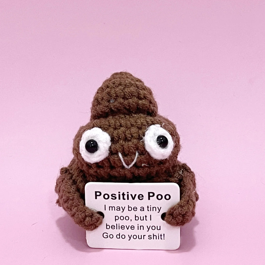 Portable Party Doll with Positive Card Holiday Funny Kids Adults Decoration Pocket Hug Poo Knitting Wool Gift Birthday Office - Big Tim's Magic Emporium