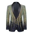 Men's Luxury Gradient Sequin Blazer Shawl Lapel Formal Stage Tuxedo Jacket