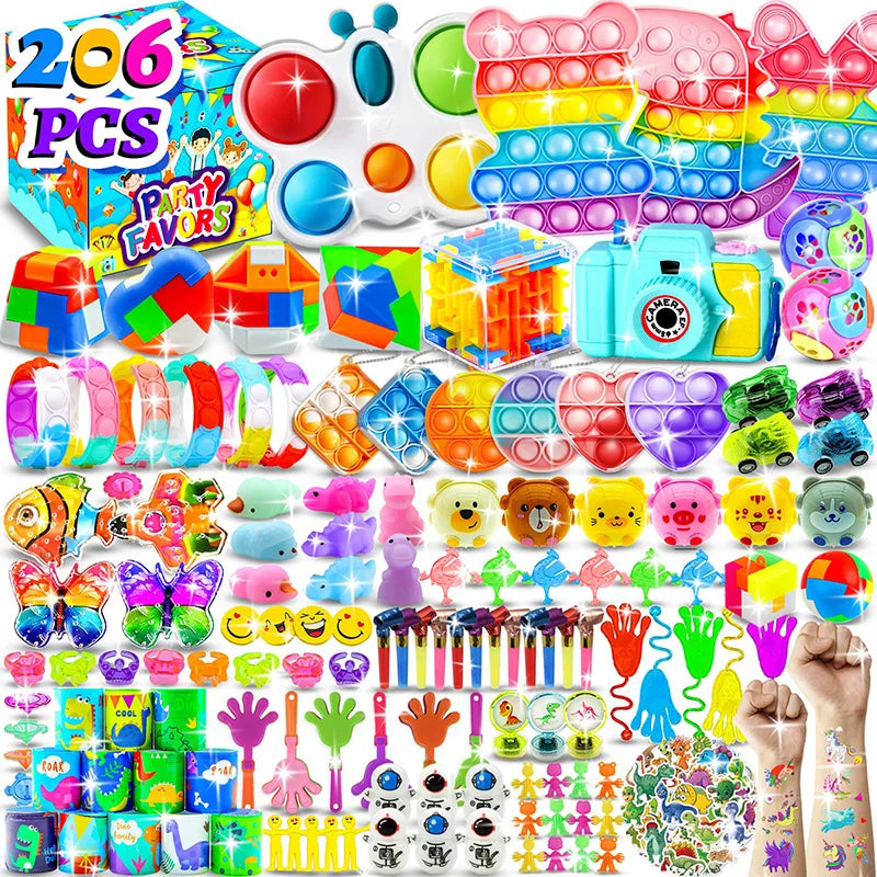 206pcs/pack Kids Party Favors Toys Children Assortment Giveaway Pinata Filler Bulk Toy Stress Relief toys gift for Kids