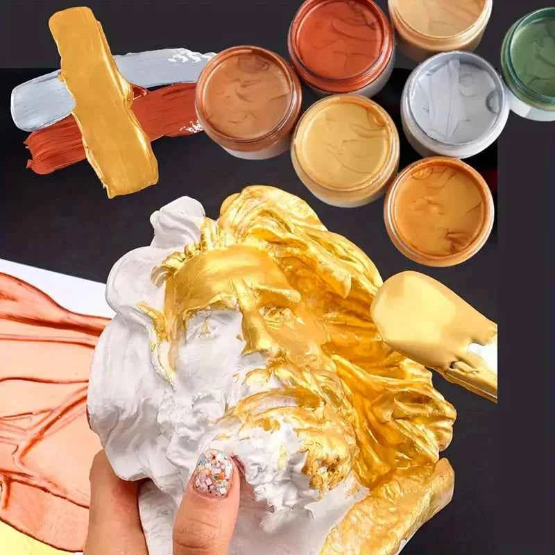 Waterproof 100ml/3.4oz Golden/Silver Paint Metallic Acrylic Paint | For Coloring DIY Hand Clothes Painted Graffiti Pigments