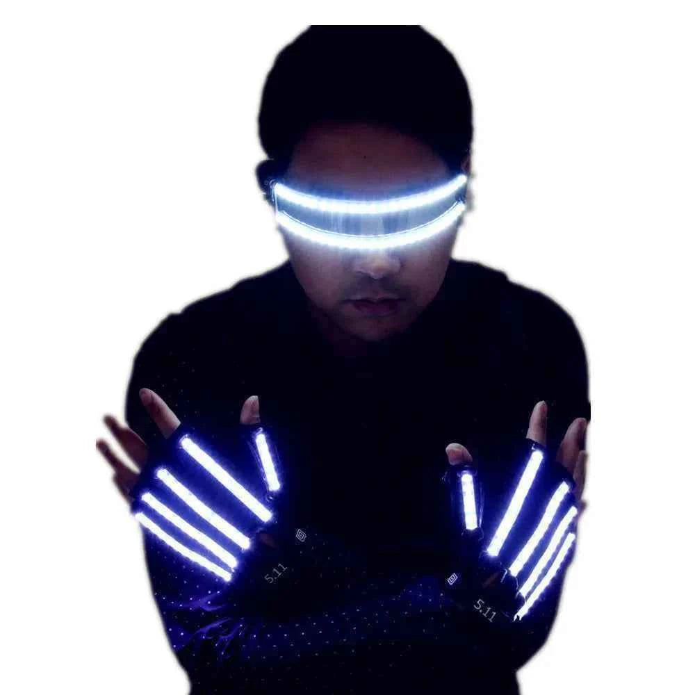 Bright LED Stage Costumes LED Gloves  Luminous Glasses   Laser Stage Props Party Supplies